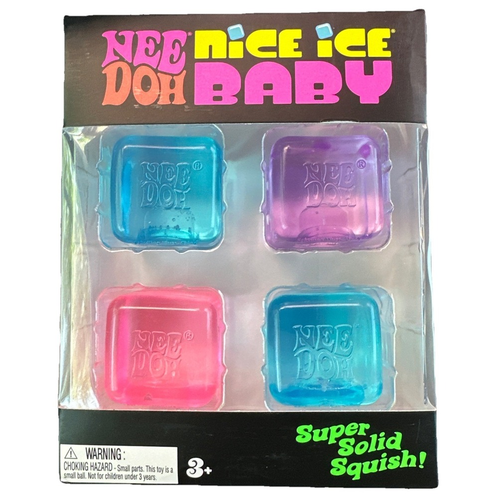 NeeDoh Nice Ice Baby 4 pack, Set of Four Nee Doh Mini Nice Cube Pink Blue Purple